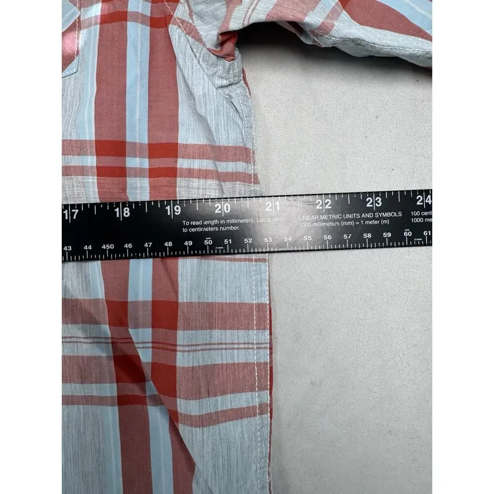 The North Face Plaid Button Front Shirt Mens Medium Red Blue Casual